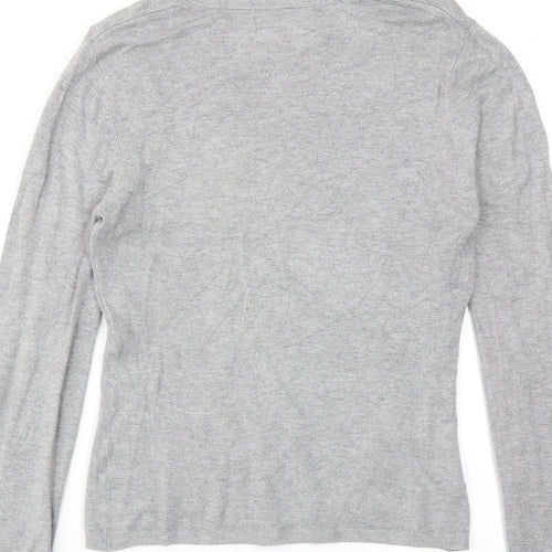 Zara Womens Grey V-Neck Viscose Cardigan Jumper Size M