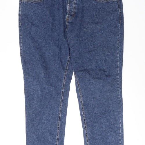 Denim & Co. Mens Blue Cotton Straight Jeans Size 38 in L30 in Regular Button