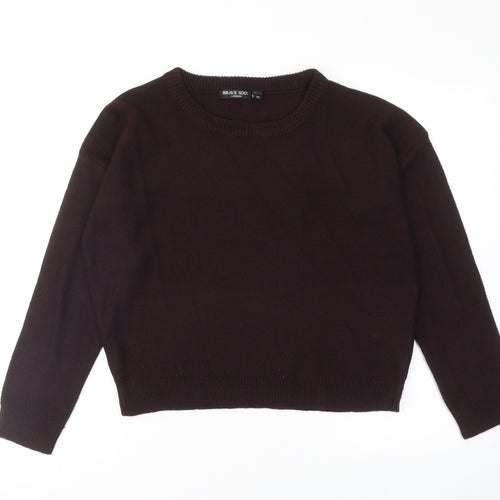 Brave Soul Womens Purple Round Neck Acrylic Pullover Jumper Size M