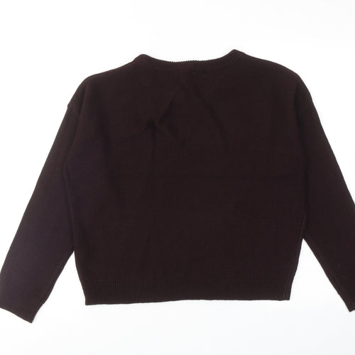 Brave Soul Womens Purple Round Neck Acrylic Pullover Jumper Size M