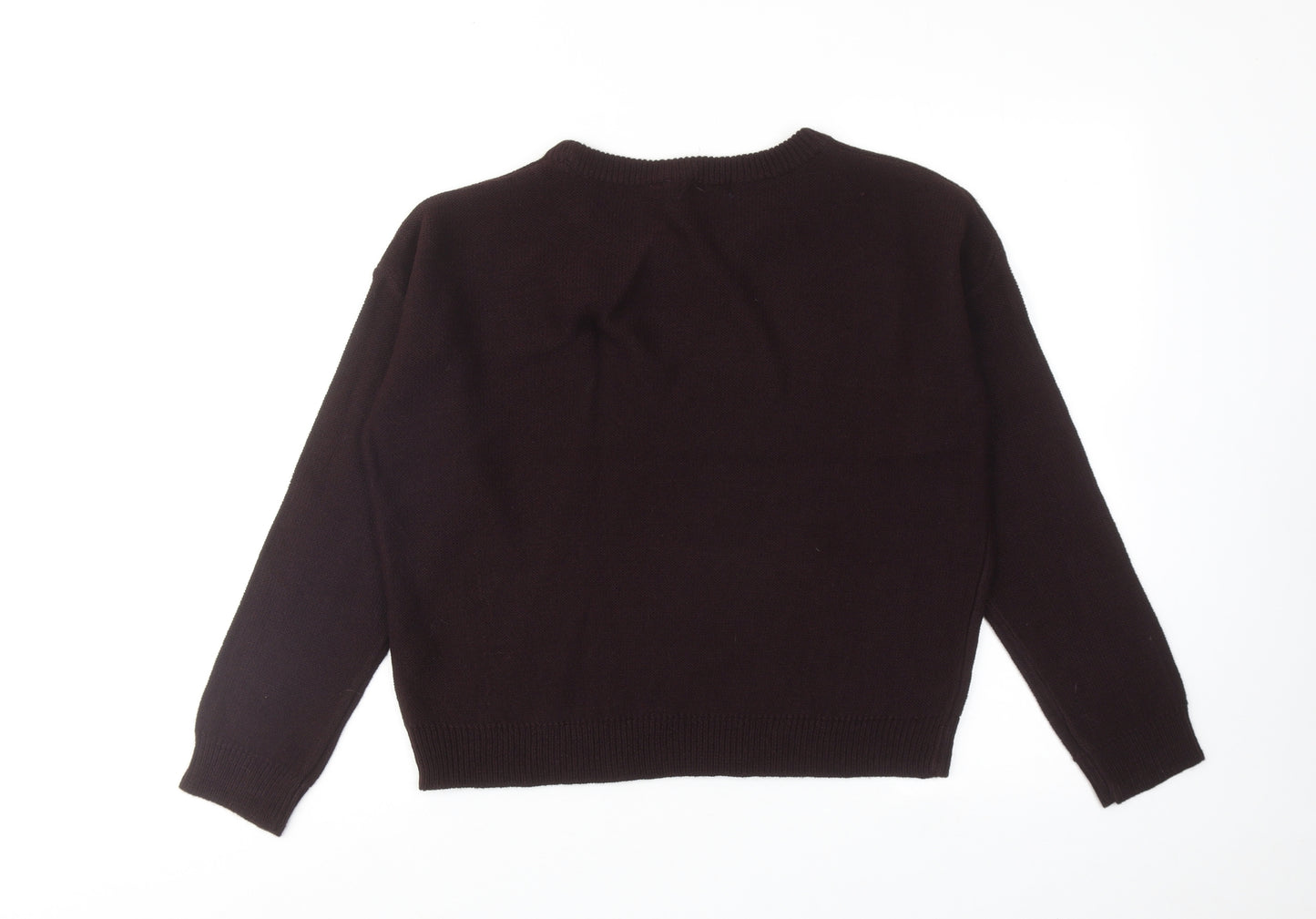 Brave Soul Womens Purple Round Neck Acrylic Pullover Jumper Size M