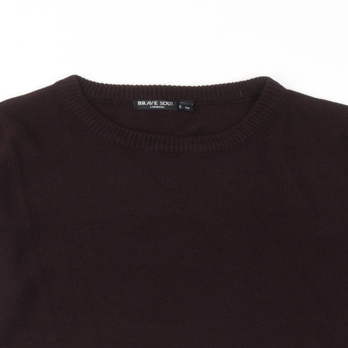 Brave Soul Womens Purple Round Neck Acrylic Pullover Jumper Size M