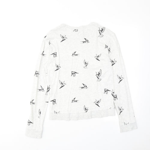 H&M Womens Grey Geometric Cotton Pullover Sweatshirt Size XS Pullover - Bird pattern