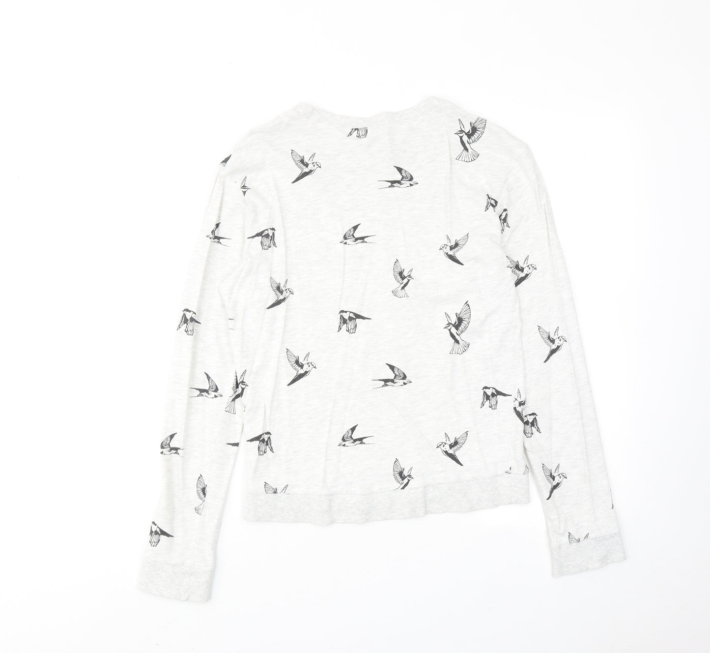 H&M Womens Grey Geometric Cotton Pullover Sweatshirt Size XS Pullover - Bird pattern