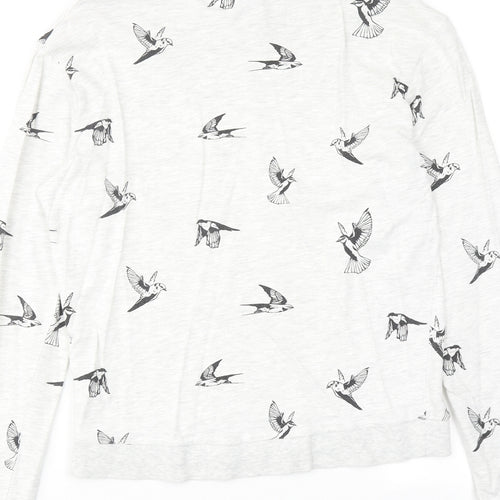 H&M Womens Grey Geometric Cotton Pullover Sweatshirt Size XS Pullover - Bird pattern