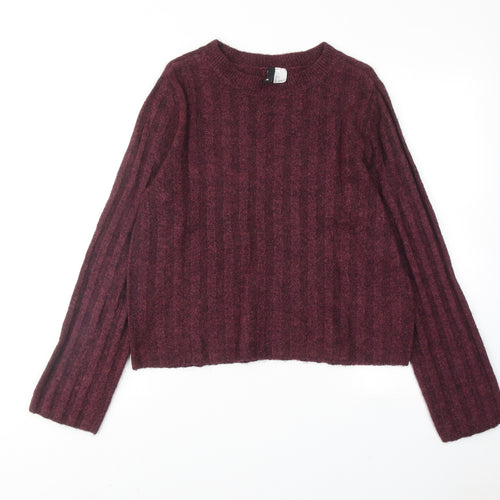 H&M Womens Purple Round Neck Acrylic Pullover Jumper Size S