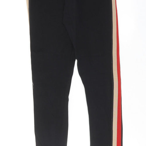 New Look Womens Black Cotton Capri Leggings Size 8 - Side Stripe Detail