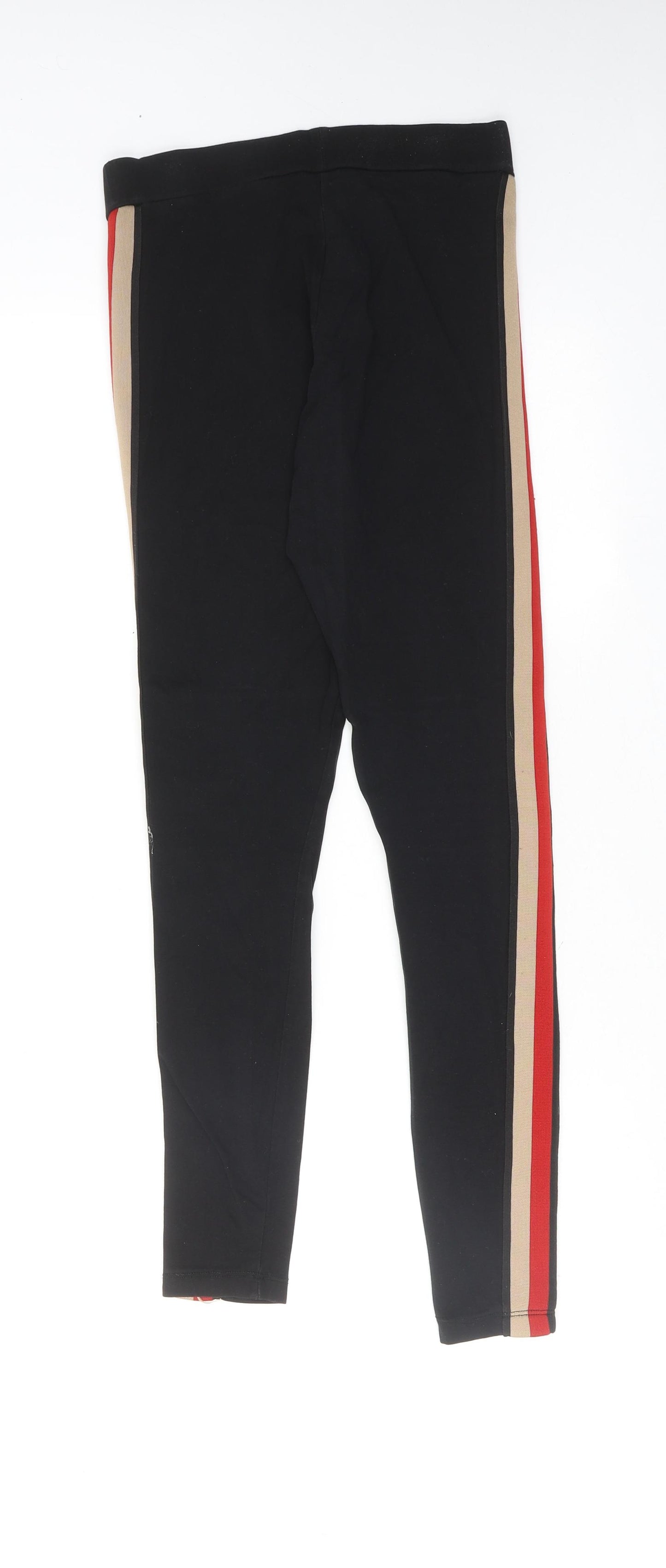 New Look Womens Black Cotton Capri Leggings Size 8 - Side Stripe Detail