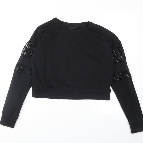 New Look Womens Black Cotton Pullover Sweatshirt Size 10 Pullover