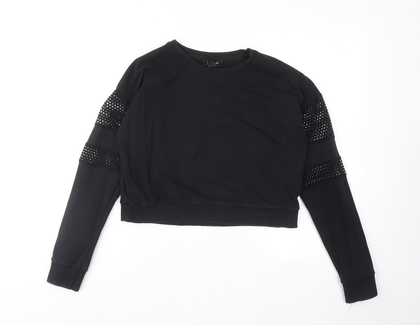 New Look Womens Black Cotton Pullover Sweatshirt Size 10 Pullover
