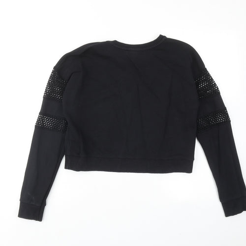 New Look Womens Black Cotton Pullover Sweatshirt Size 10 Pullover