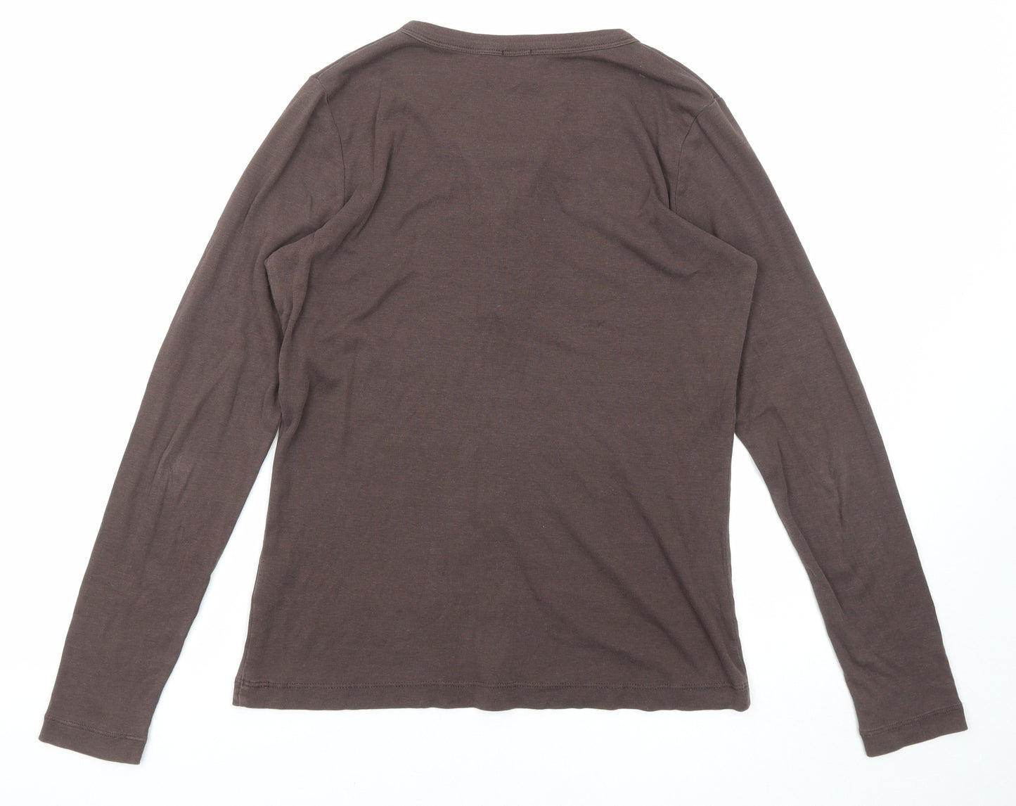 Intown Womens Brown Cotton Basic T-Shirt Size M Round Neck