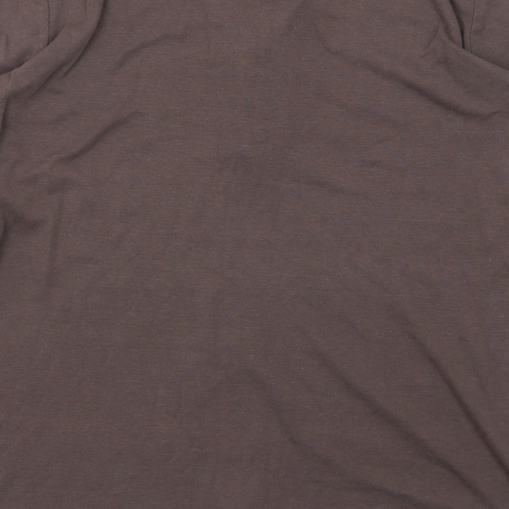 Intown Womens Brown Cotton Basic T-Shirt Size M Round Neck