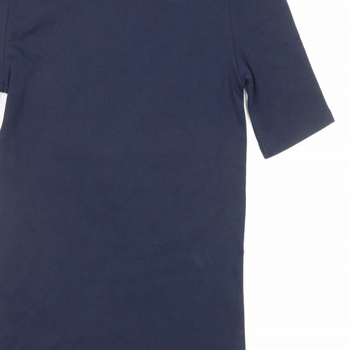 Marks and Spencer Womens Blue Cotton Tunic T-Shirt Size 6 Boat Neck