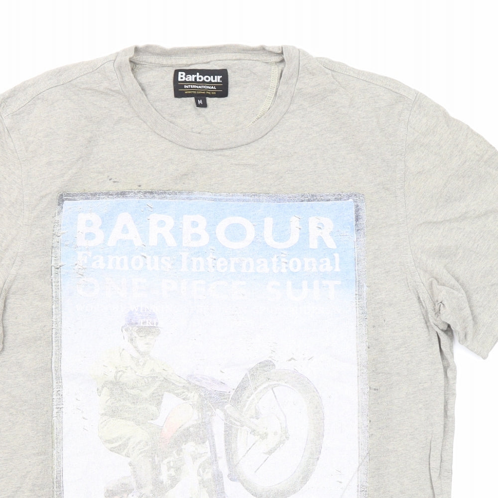 Barbour Mens Grey Cotton T-Shirt Size M Round Neck