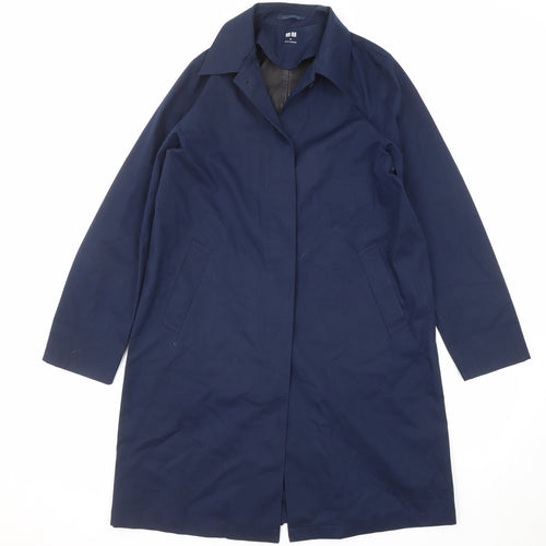 Uniqlo Womens Blue Overcoat Coat Size M Button