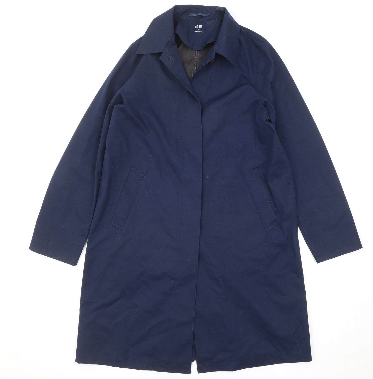 Uniqlo Womens Blue Overcoat Coat Size M Button