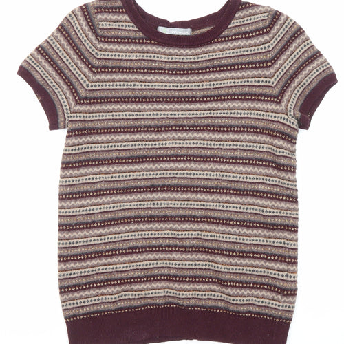 Marks and Spencer Womens Multicoloured Round Neck Geometric Viscose Pullover Jumper Size 8