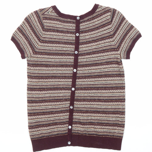 Marks and Spencer Womens Multicoloured Round Neck Geometric Viscose Pullover Jumper Size 8