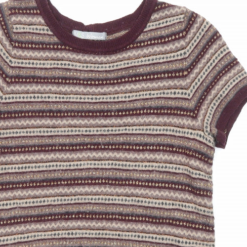 Marks and Spencer Womens Multicoloured Round Neck Geometric Viscose Pullover Jumper Size 8