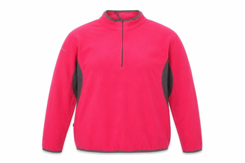 Front view of Mountain Life women’s pink colourblock polyester pullover sweatshirt, size UK 16, zip