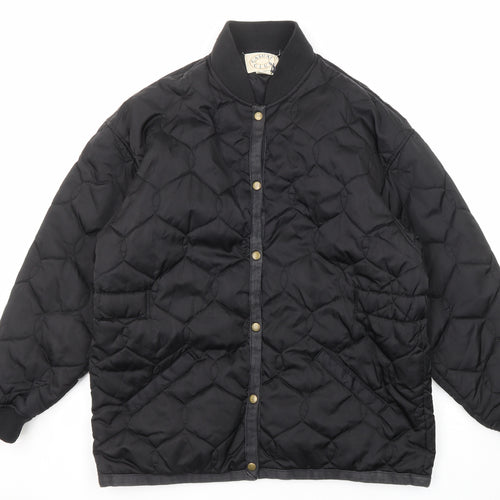 Casual Club Mens Black Quilted Jacket Size M Snap