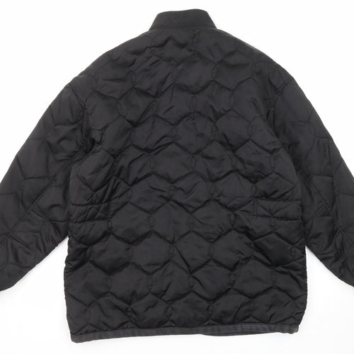 Casual Club Mens Black Quilted Jacket Size M Snap