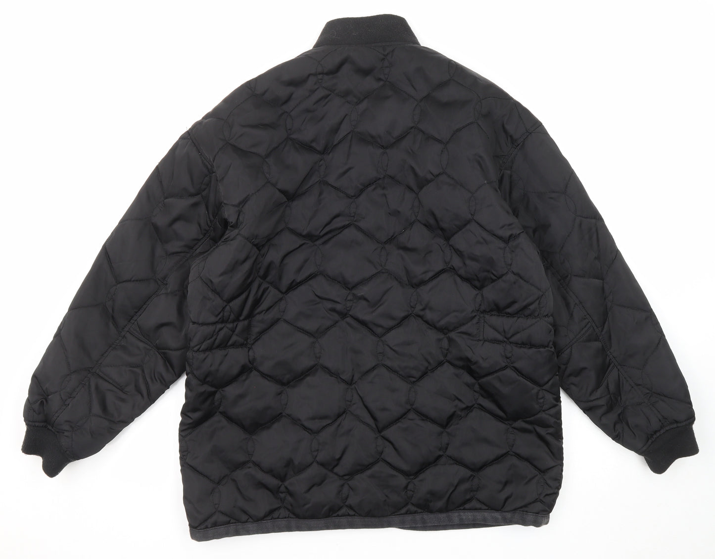 Casual Club Mens Black Quilted Jacket Size M Snap