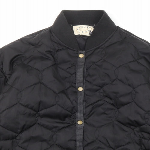 Casual Club Mens Black Quilted Jacket Size M Snap