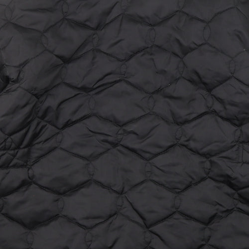 Casual Club Mens Black Quilted Jacket Size M Snap