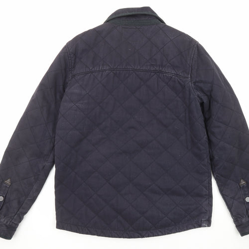 Reiss Mens Blue Quilted Jacket Size S Snap