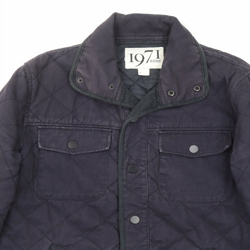 Reiss Mens Blue Quilted Jacket Size S Snap