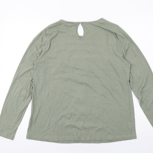 Marks and Spencer Womens Green Cotton Basic T-Shirt Size 10 Round Neck