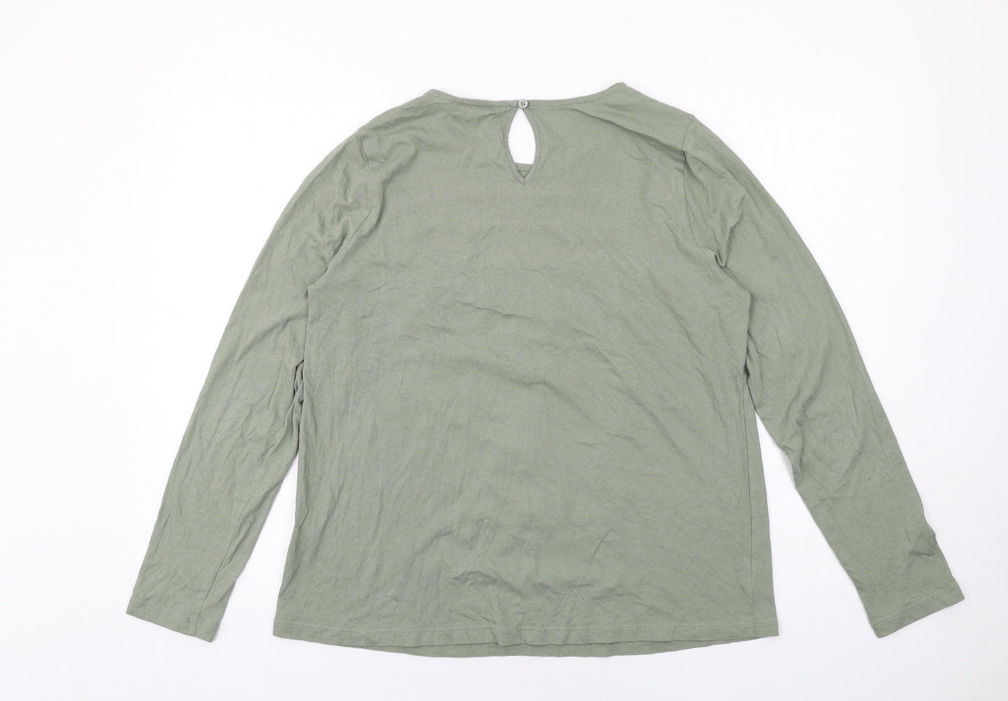 Marks and Spencer Womens Green Cotton Basic T-Shirt Size 10 Round Neck