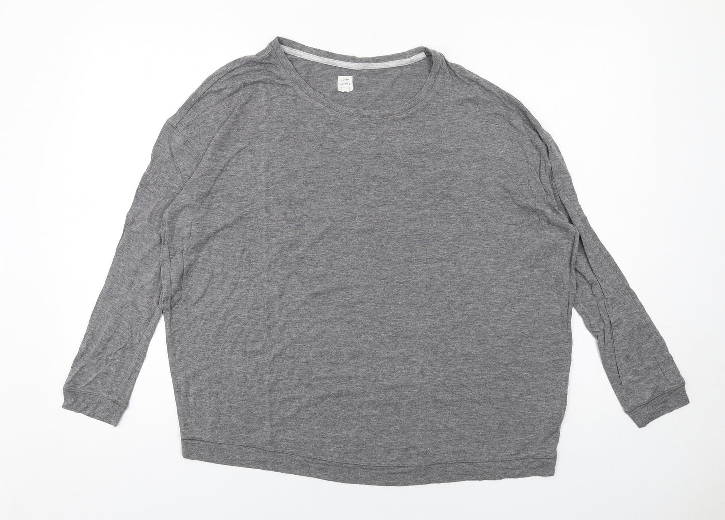 John Lewis Womens Grey Viscose Basic T-Shirt Size 8 Round Neck