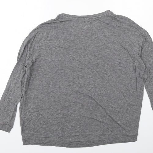 John Lewis Womens Grey Viscose Basic T-Shirt Size 8 Round Neck