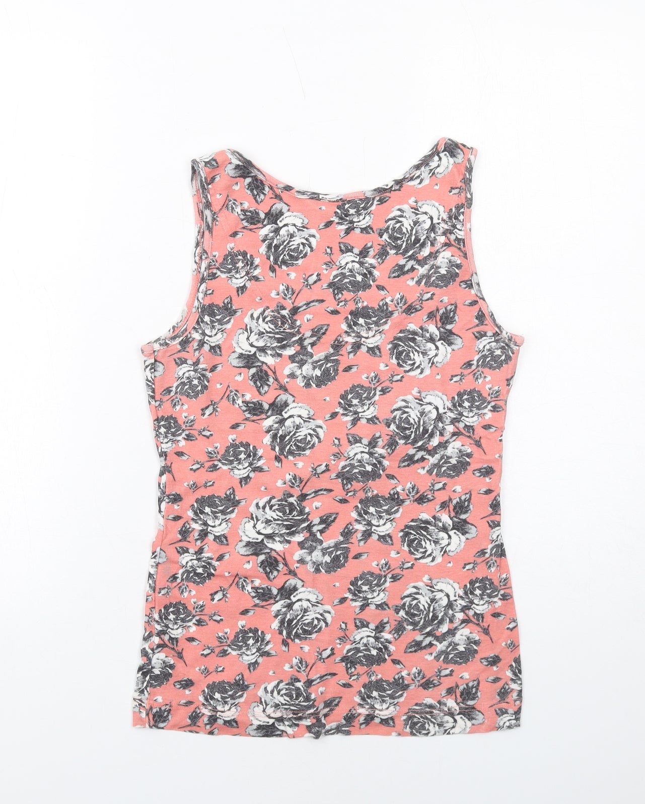 Dorothy Perkins Womens Pink Floral Cotton Basic Tank Size 10 Round Neck