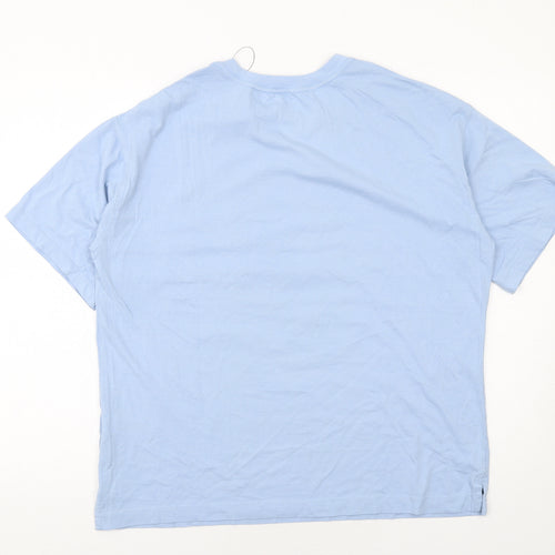 Marks and Spencer Womens Blue Cotton Basic T-Shirt Size 14 Round Neck - Mickey Mouse