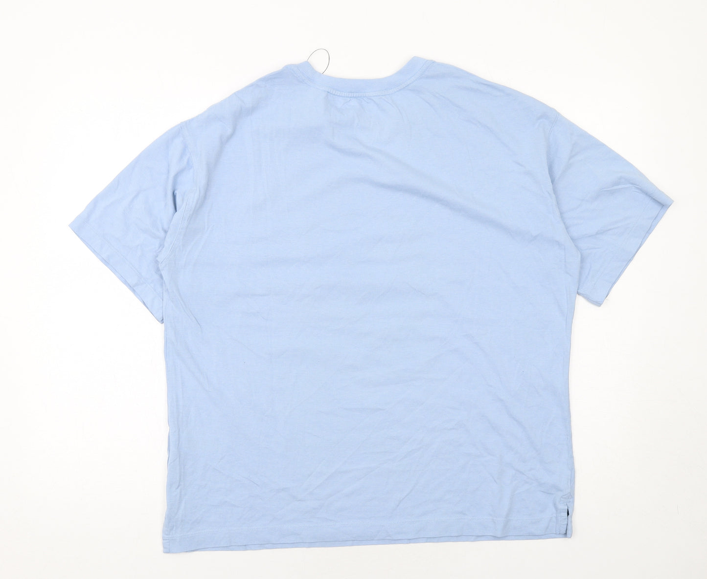 Marks and Spencer Womens Blue Cotton Basic T-Shirt Size 14 Round Neck - Mickey Mouse