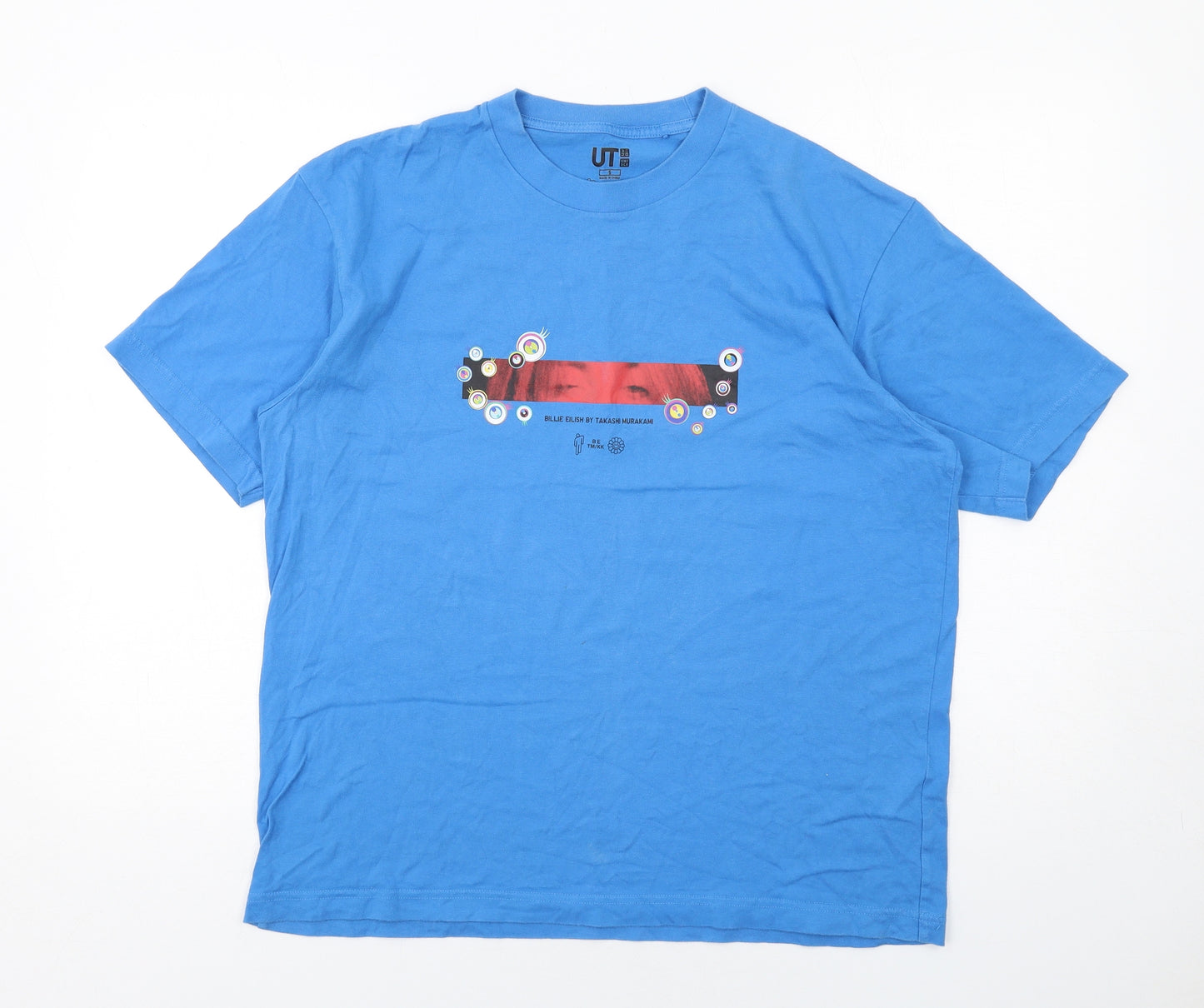 Uniqlo Womens Blue Cotton Basic T-Shirt Size S Round Neck - Billie Eilish