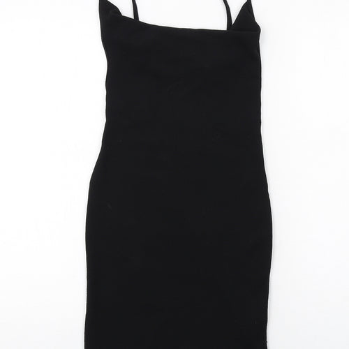 Missguided Womens Black Polyester Bodycon Size 6 Cowl Neck Pullover