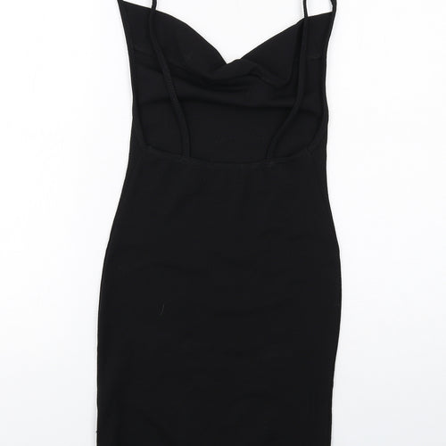 Missguided Womens Black Polyester Bodycon Size 6 Cowl Neck Pullover