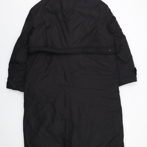 Bershka Womens Black Overcoat Coat Size M Button