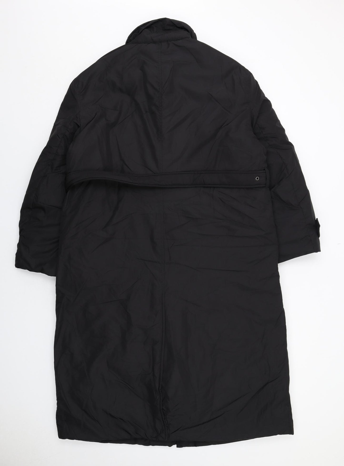 Bershka Womens Black Overcoat Coat Size M Button