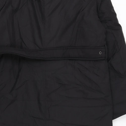 Bershka Womens Black Overcoat Coat Size M Button