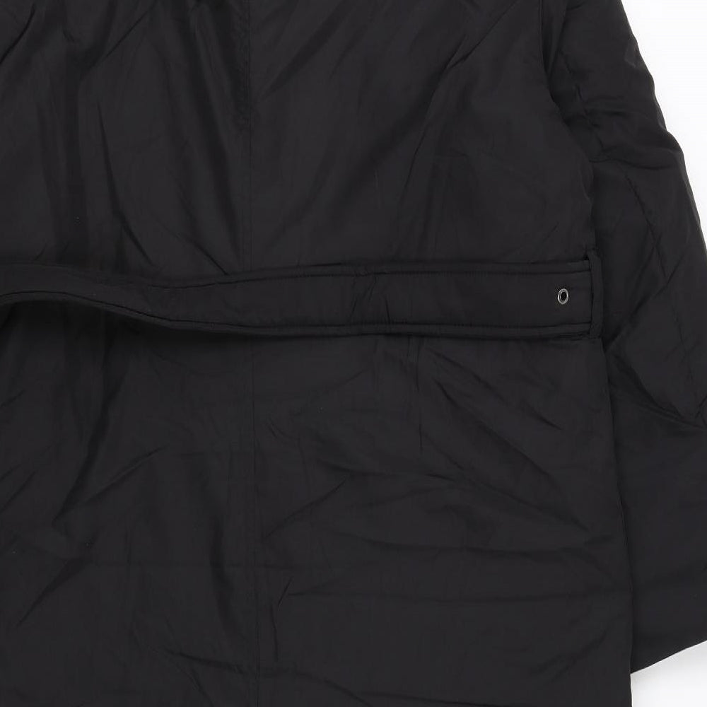 Bershka Womens Black Overcoat Coat Size M Button