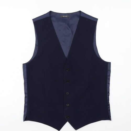 Marks and Spencer Mens Blue Wool Jacket Suit Waistcoat Size 38 Regular