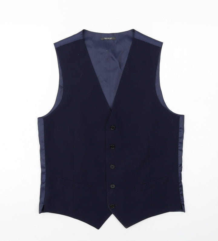 Marks and Spencer Mens Blue Wool Jacket Suit Waistcoat Size 38 Regular