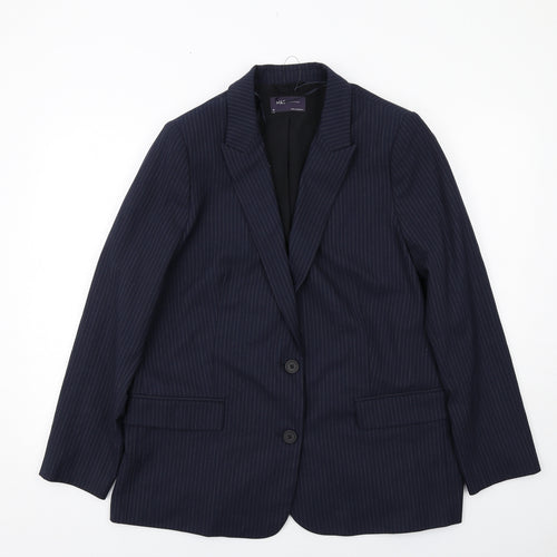 Marks and Spencer Womens Blue Pinstripe Polyester Jacket Suit Jacket Size 18