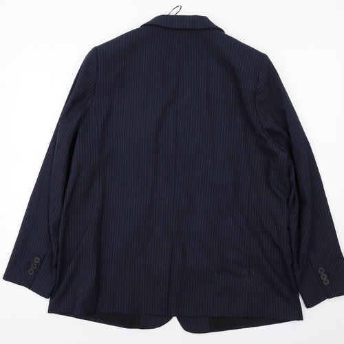 Marks and Spencer Womens Blue Pinstripe Polyester Jacket Suit Jacket Size 18